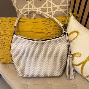 Patricia Nash Cream Hobo Bag with Woven Texture